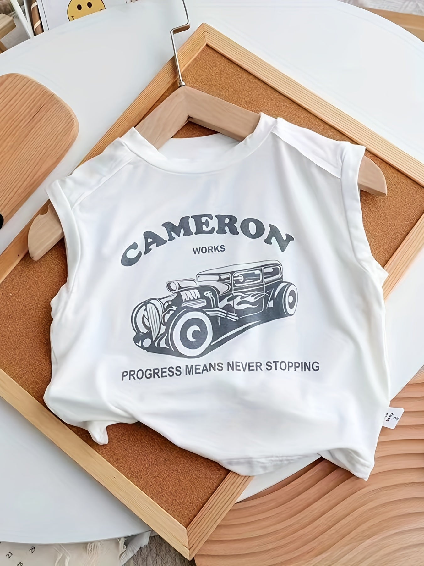 Baby Boys Cotton Vest Top Letter Print Sleeveless Shirt