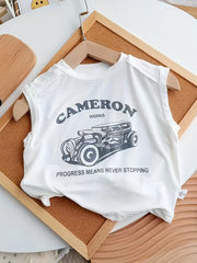 Baby Boys Cotton Vest Top Letter Print Sleeveless Shirt