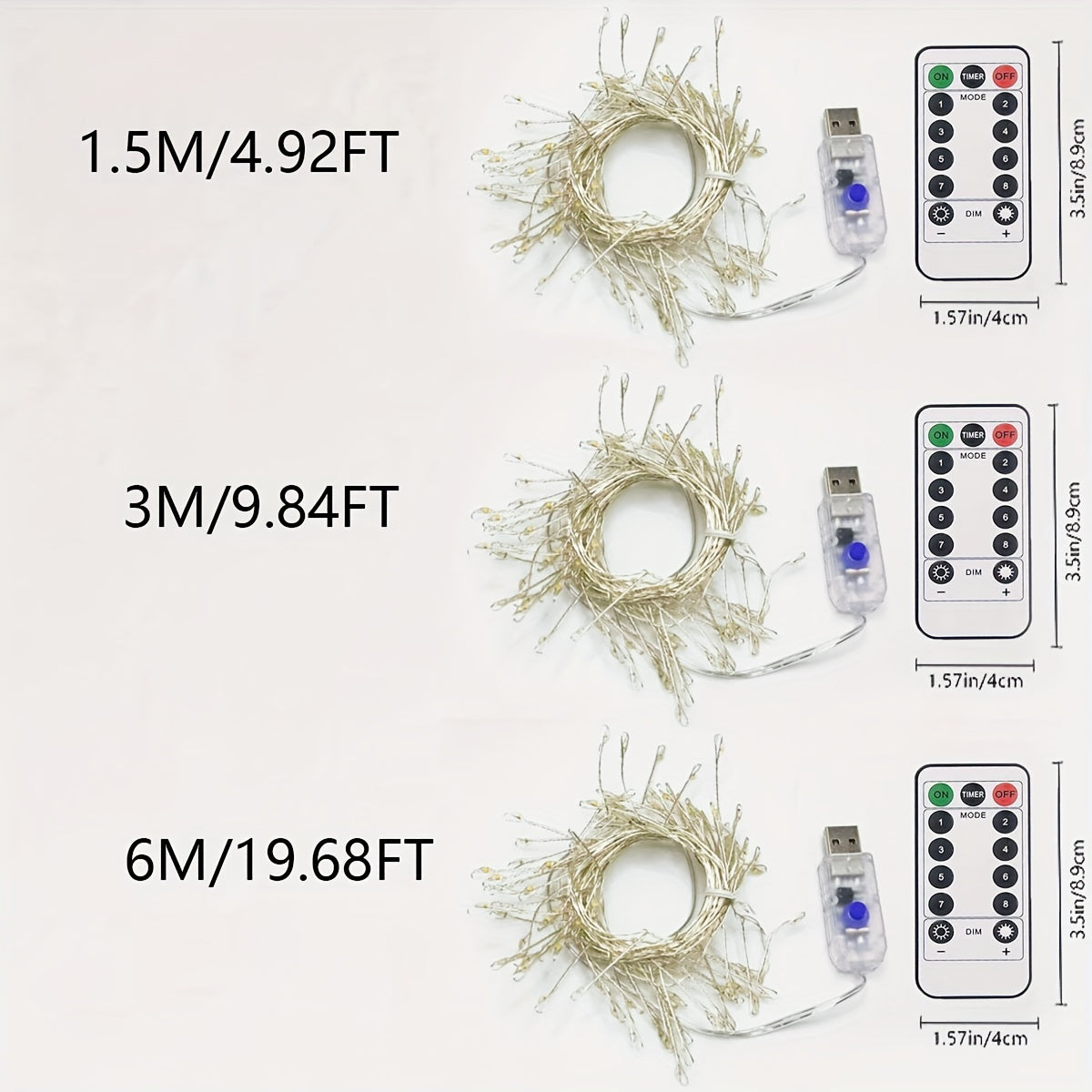 LED Firecracker Fairy Lights 8 Modes Remote Timer Waterproof