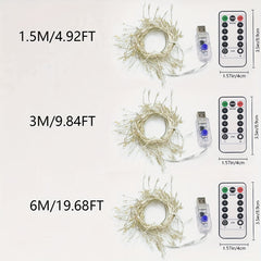 LED Firecracker Fairy Lights 8 Modes Remote Timer Waterproof