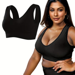  Solid Comfort Sports Bra Breathable Stretch Tank