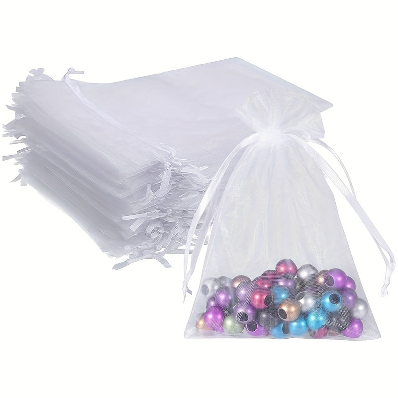 10pcs Organza Gift Bags For Party Wedding Sheer Drawstring Pouch