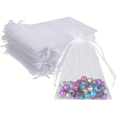 10pcs Organza Gift Bags For Party Wedding Sheer Drawstring Pouch