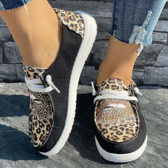 Leopard Pattern Flat Shoes Women's Slip On Casual Shoes