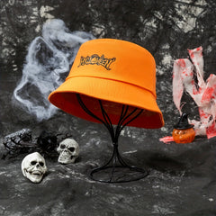 Halloween Pumpkin Print Bucket Hat Unisex Orange Sunscreen Basin Hat