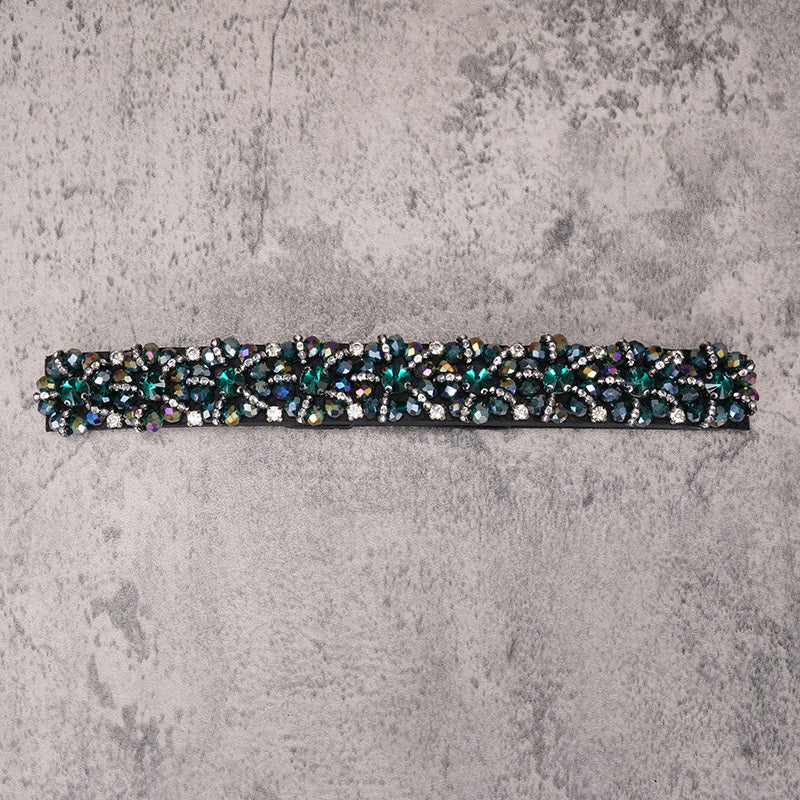 Colorful Rhinestone Flower Belt Women Elastic Thin Belts Waistband