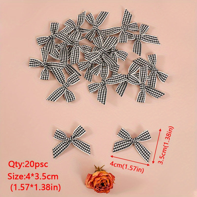 20pcs Mini Plaid Bows For Crafts Wedding Bow DIY