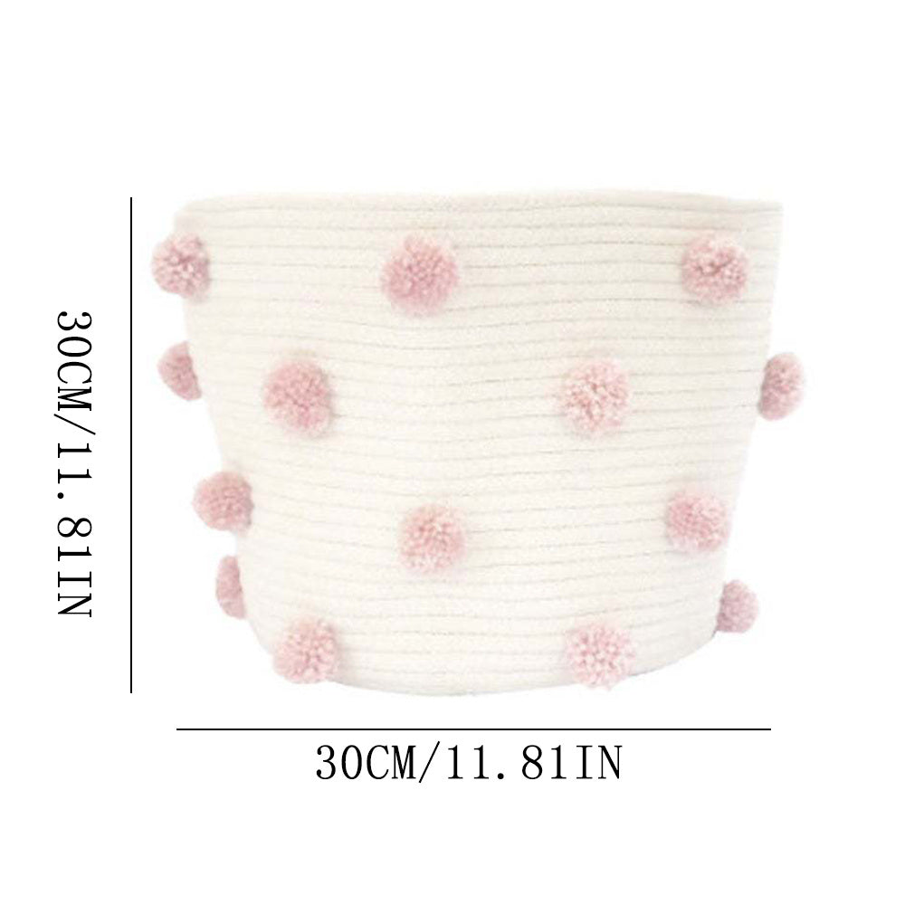 Kids' Fur Ball Storage Bucket Toy Diaper Clothes Storage Box Basket