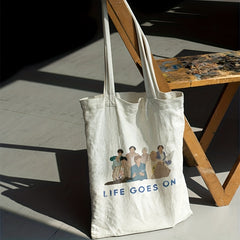 Life Goes On Pattern Canvas Tote Lightweight Shopping Tote