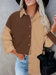  Colorblock Button Up Blouse