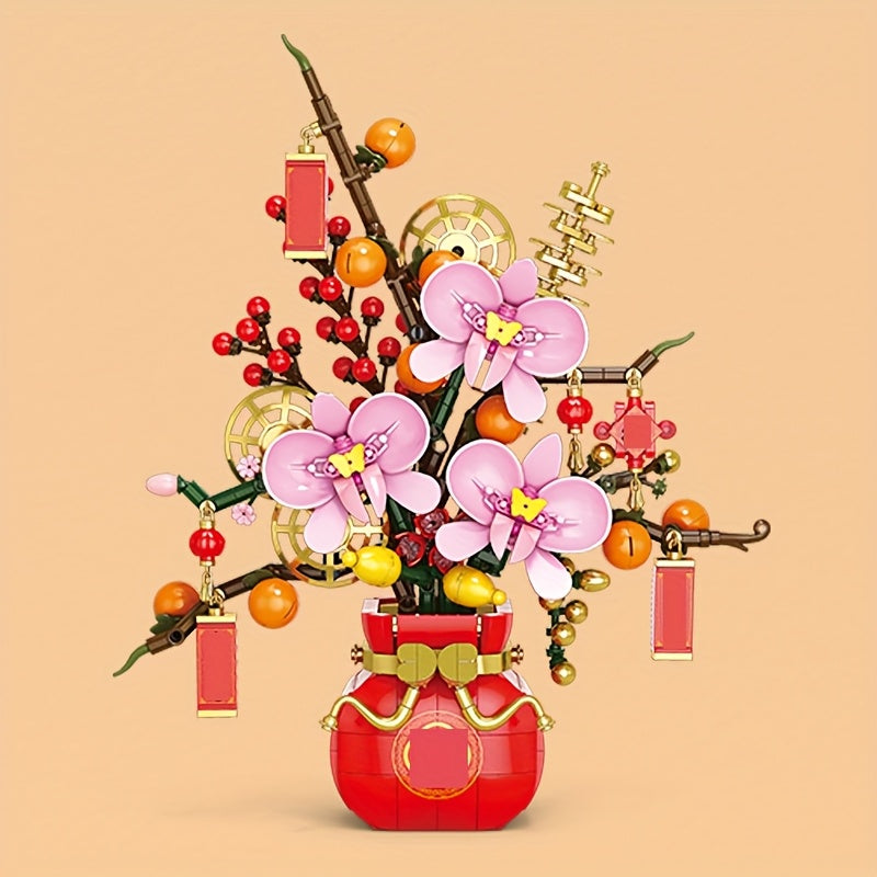 Chinese Spring Building Block Immortal Flowers DIY Ornaments
