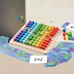 Wooden Multiplication Board Game Educational Math Toy 1-100 Colorful Grid