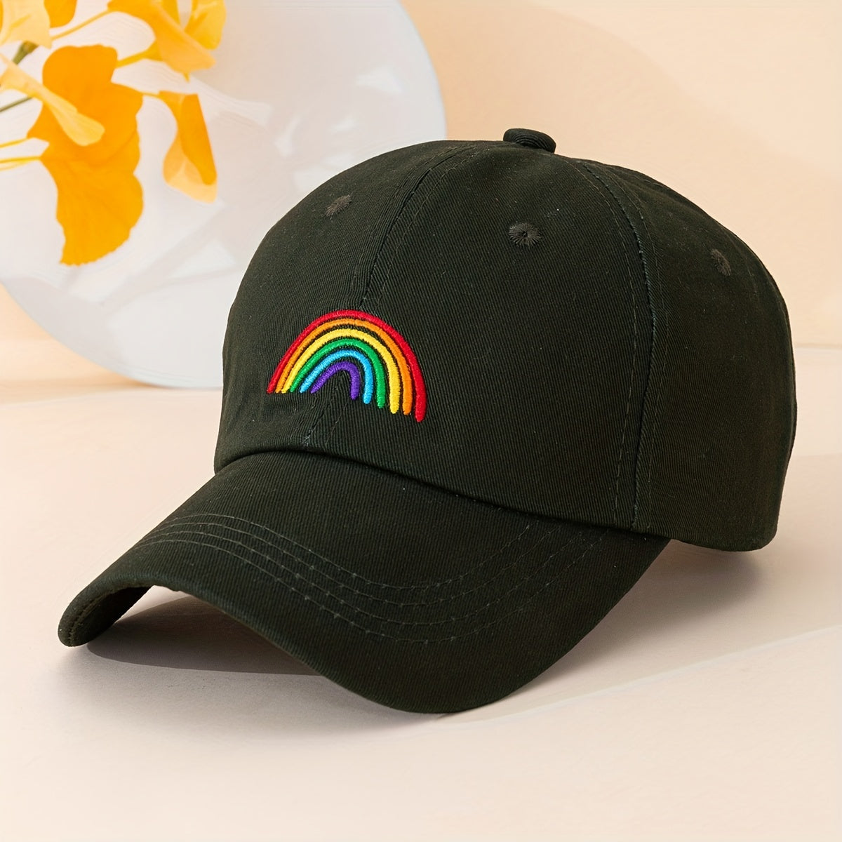Rainbow Embroidery Casual Baseball Cap Candy Unisex Dad Hats Lightweight