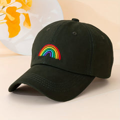 Rainbow Embroidery Casual Baseball Cap Candy Unisex Dad Hats Lightweight