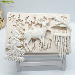 3D Deer Silicone Mold Winter Elk Candy Fondant Mold DIY Cake Decorating