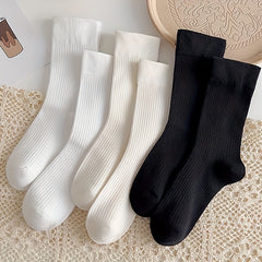 6 Pairs Solid Crew Socks Breathable Women's Stockings & Hosiery