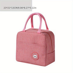 Bear Pattern Insulated Lunch Bag Waterproof Portable School Office Fresh Food