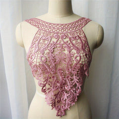Floral Fabric Collar Embroidered Wedding Gown Appliques Bohemian Style Sew Patch