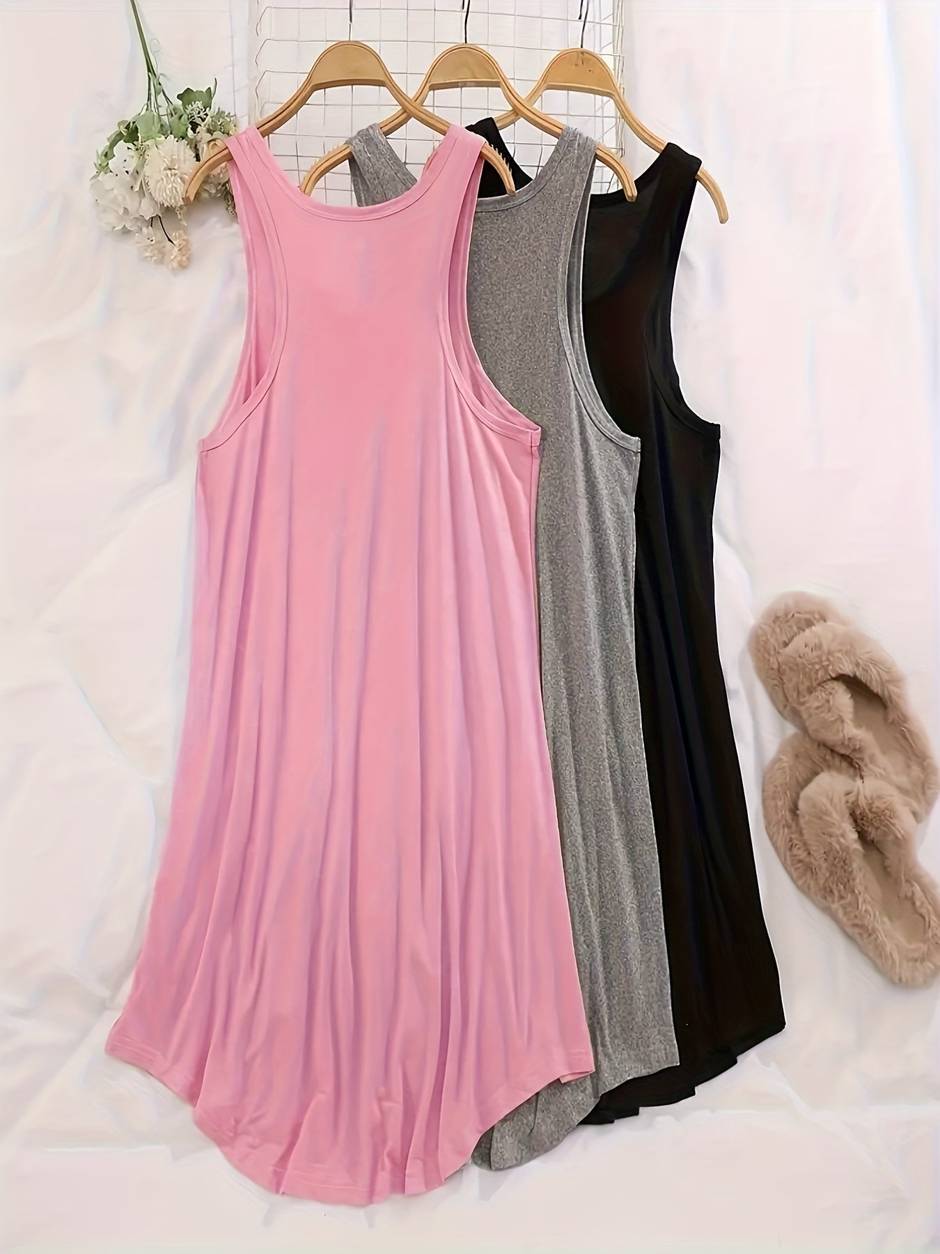 3 Pack Plus Size Basic Sleep Dress Set Women's Plus