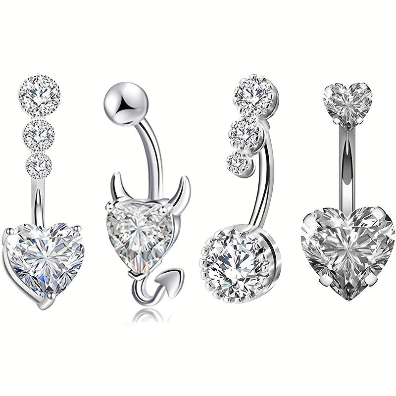 4PC Bee Navel Bar Pack Cz Belly Ring Set Women Belly Button Piercing