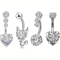 4PC Bee Navel Bar Pack Cz Belly Ring Set Women Belly Button Piercing