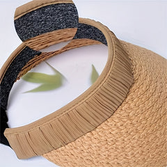 Solid Straw Visor Hat UV Protection Casual Sun Hat