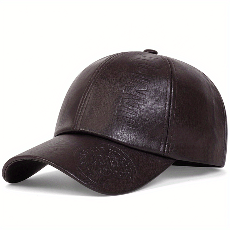 PU Leather Embossed Baseball Cap Unisex Waterproof Casual Sun Hat