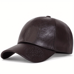 PU Leather Embossed Baseball Cap Unisex Waterproof Casual Sun Hat