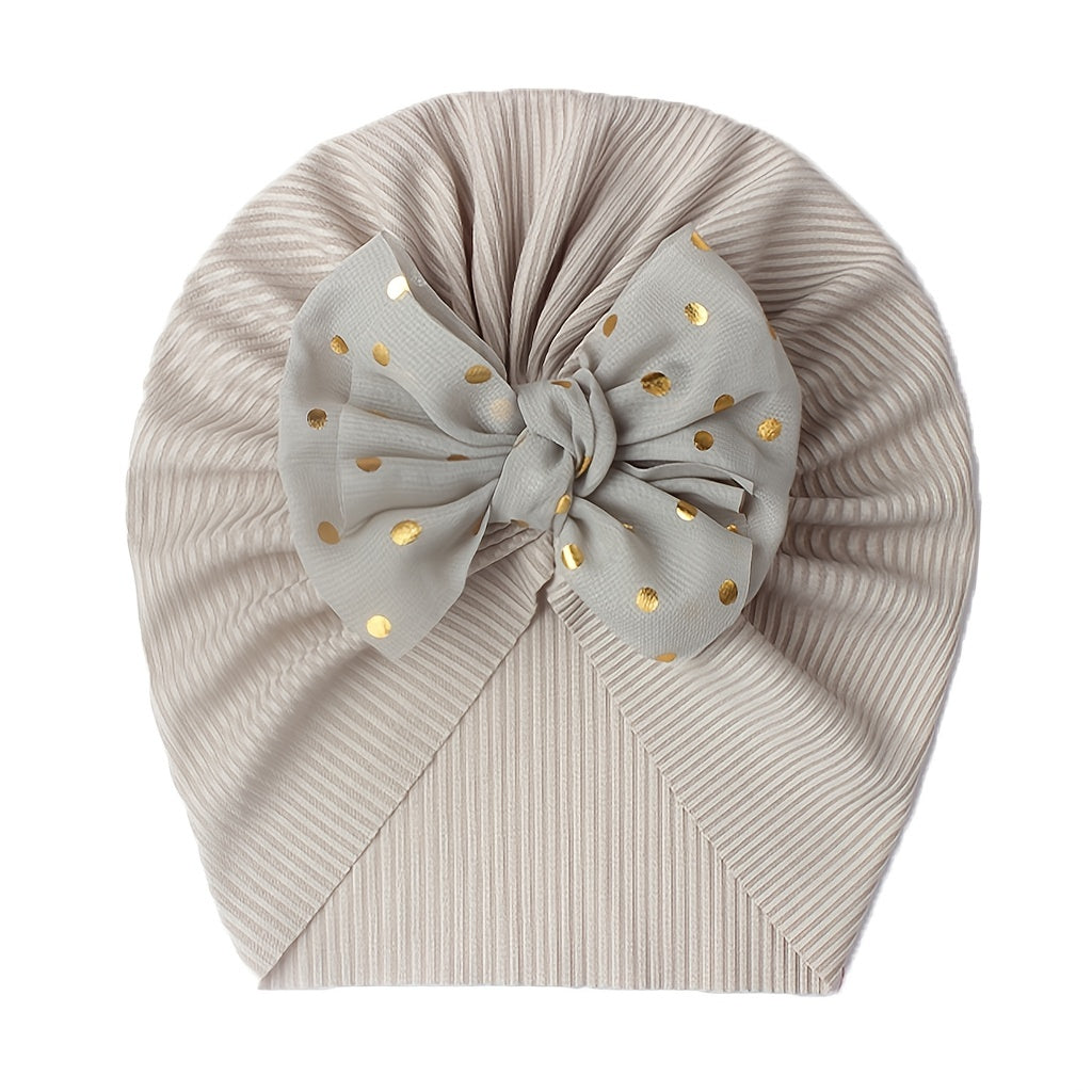 Polka Dot Print Bow Head Wrap Hat for Baby Girls & Boys