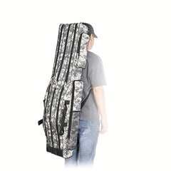 Portable Fishing Rod Case Triple Folding Waterproof Camouflage Travel Carry Bag