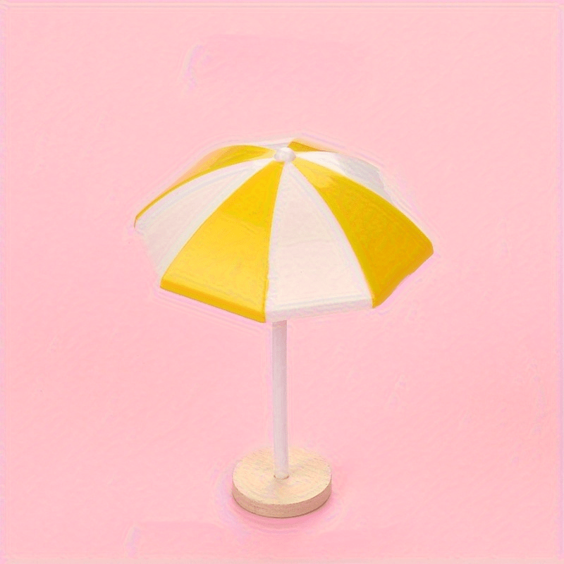 Mini Beach Umbrellas 1:12 Scale Yellow & Wooden Bases
