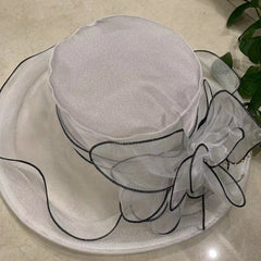 Organza Sun Hat Wide Brim Flower Ruffles Derby Hat