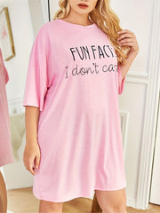  Casual Loungewear Dress Women's Plus Letter Print Half Sleeve
