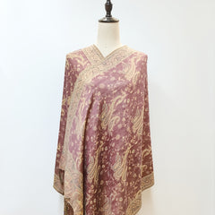 Large Tassel Scarf Rose Pink Paisley Jacquard Vintage Shawl Windproof Wrap