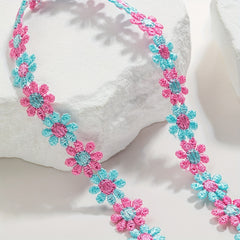 Colorful Flower Fabric Ladies Choker Necklace - Party Favors