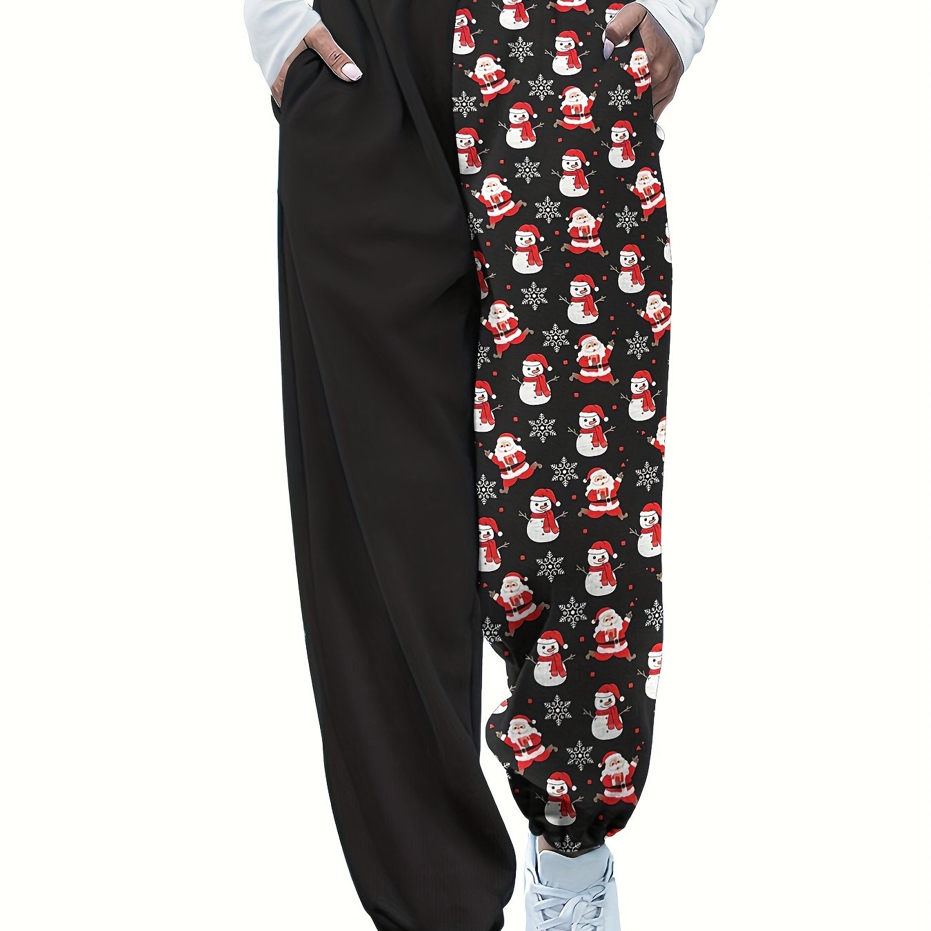  Christmas Snowman Print Sporty Pants