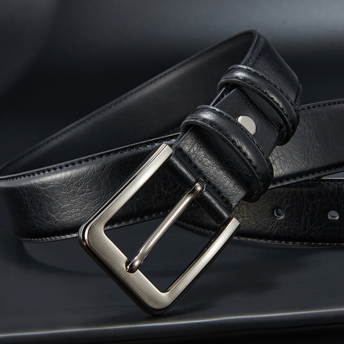 Men's Business Leather Belt Pin Buckle