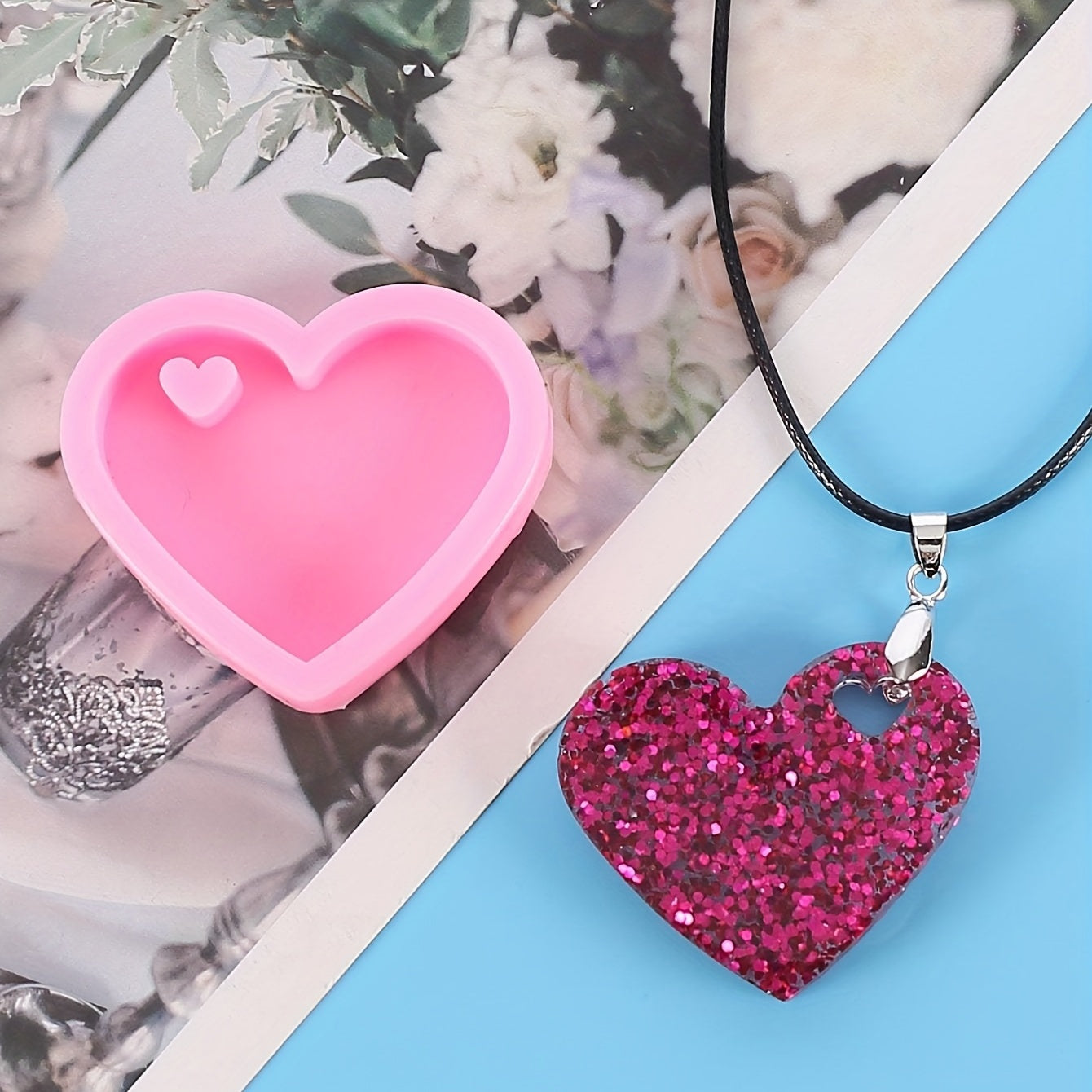 Heart Pendant Keychain Silicone Mold for DIY Jewelry