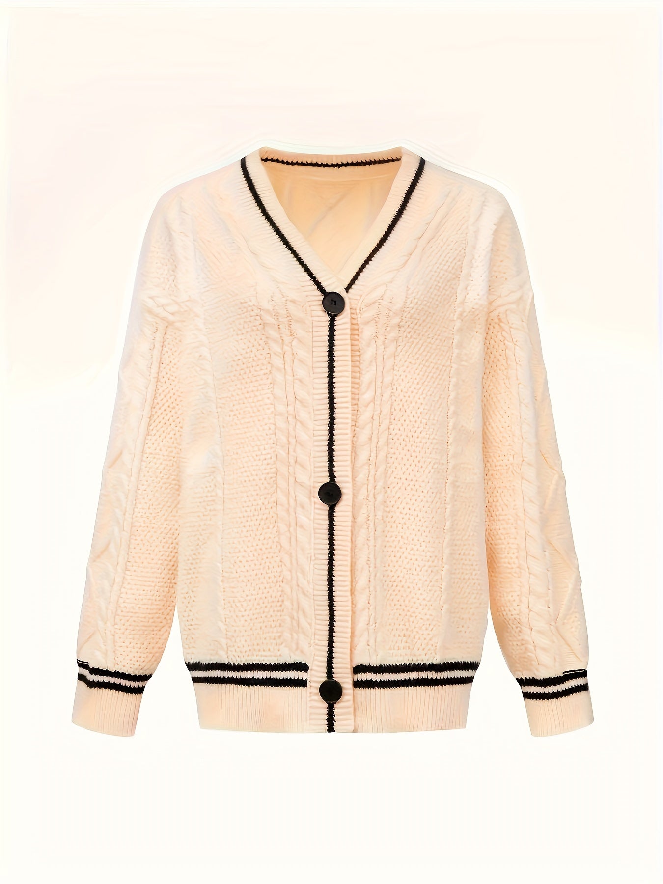 Women's Plus Star Print Cable Button Cardigan