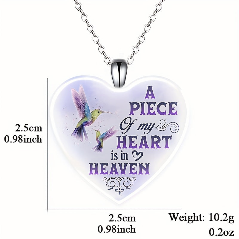 Purple Bird Love Heart Crystal Pendant Necklace Female Christmas Jewelry
