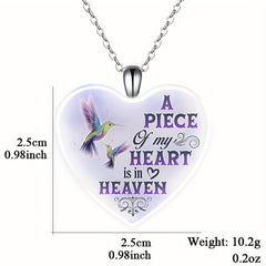 Purple Bird Love Heart Crystal Pendant Necklace Female Christmas Jewelry