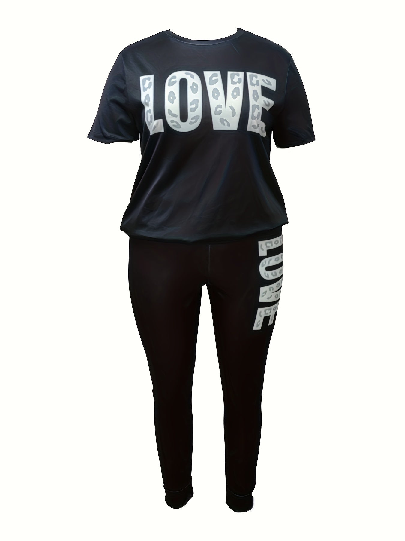 Women's Plus Leopard Print Top & Pants Set