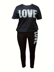 Women's Plus Leopard Print Top & Pants Set