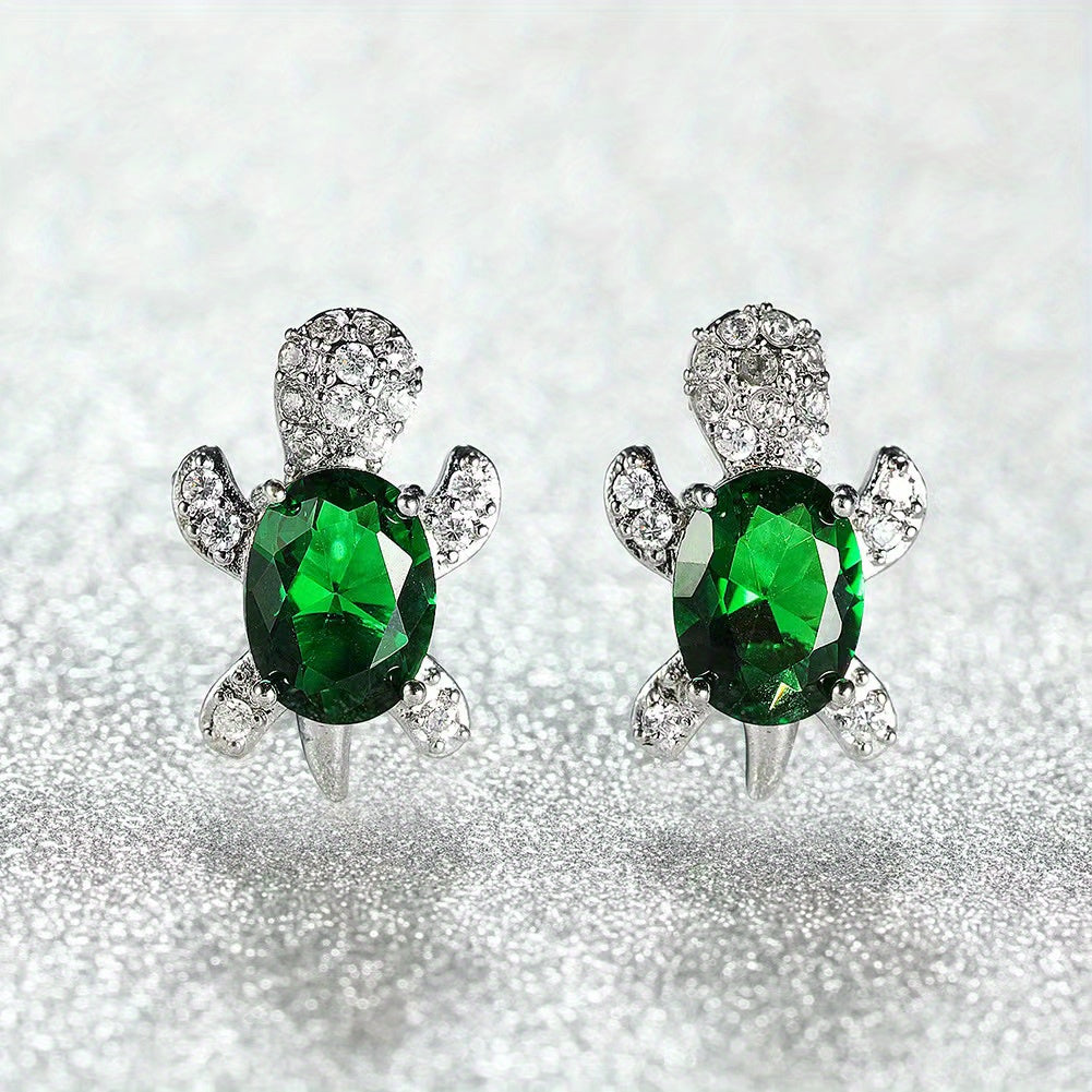 Turtle Zircon Stud Earrings for Women Girls