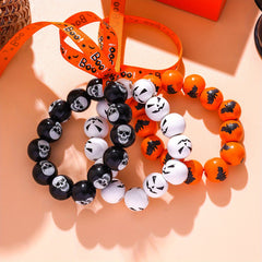 4pcs Halloween Bracelet Wooden Bead Skull Element