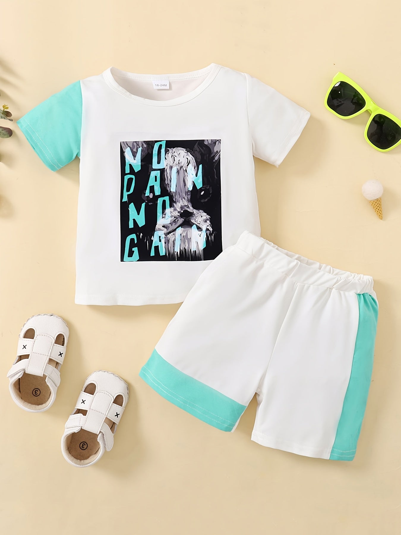 Boys Cotton Graphic Tee Matching Shorts Set Kids Summer Clothes