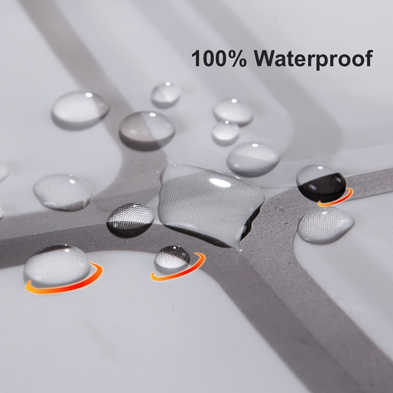 1pc Checkered PEVA Shower Curtain With 12 Hooks