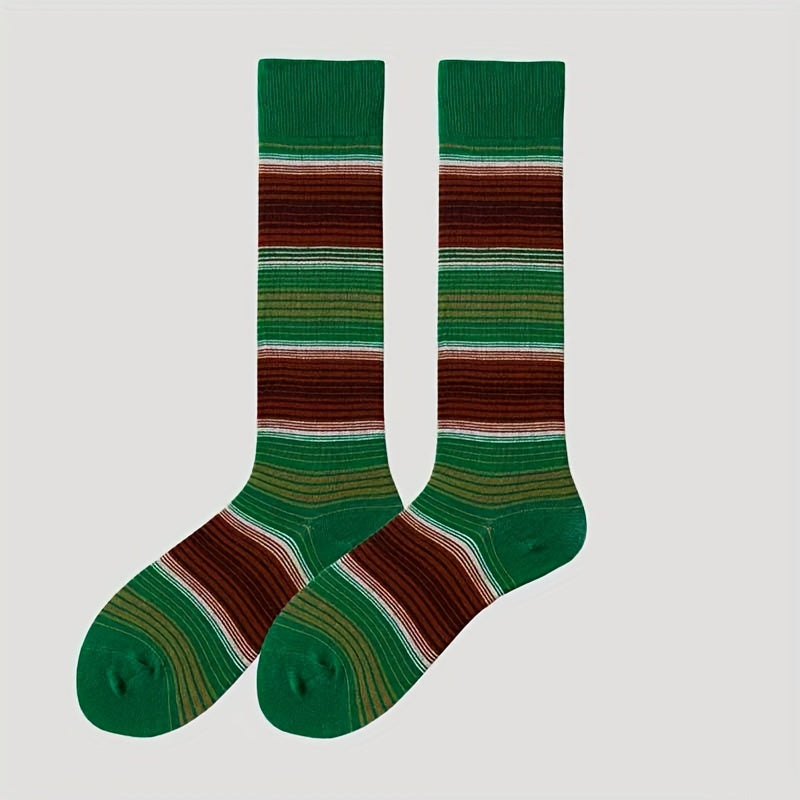 Striped Colorblock Knee-High Socks