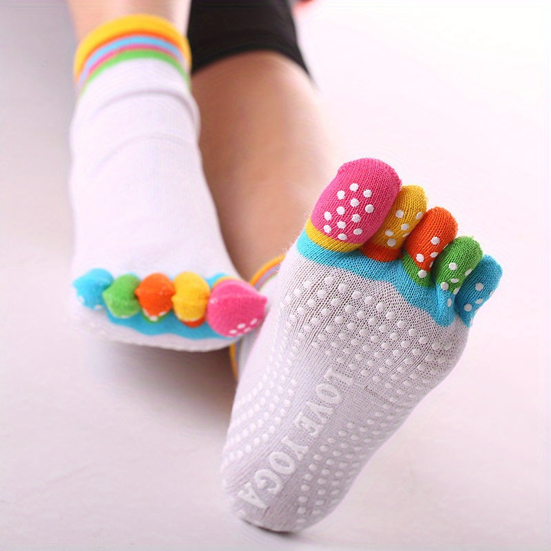 Non Slip Toe Socks for Women - Comfy Five Finger Yoga Socks