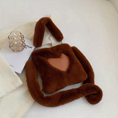Heart Plush Shoulder Bag Fuzzy Handbag